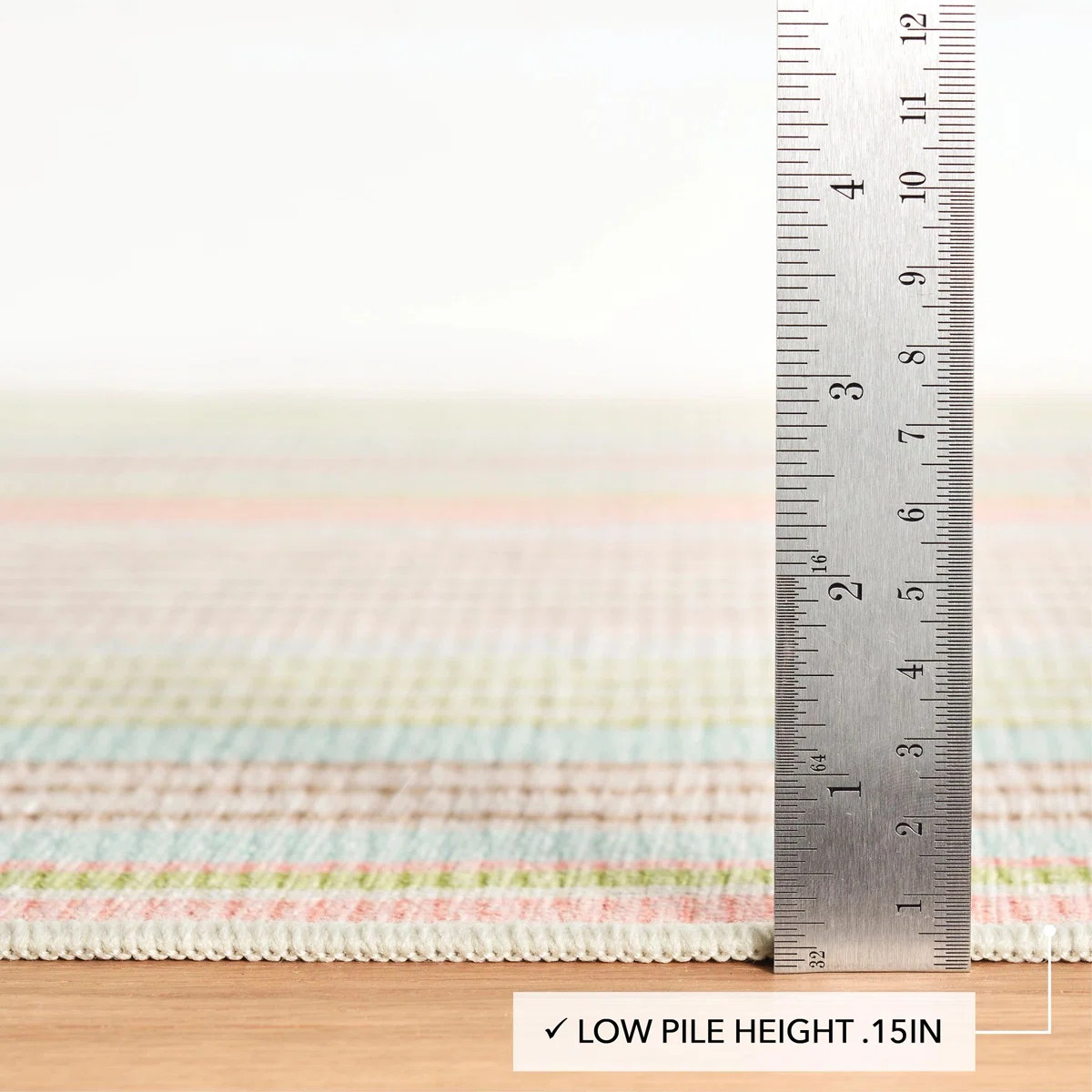 Ana Ticking Aqua Machine Washable Rug | Wayfair North America