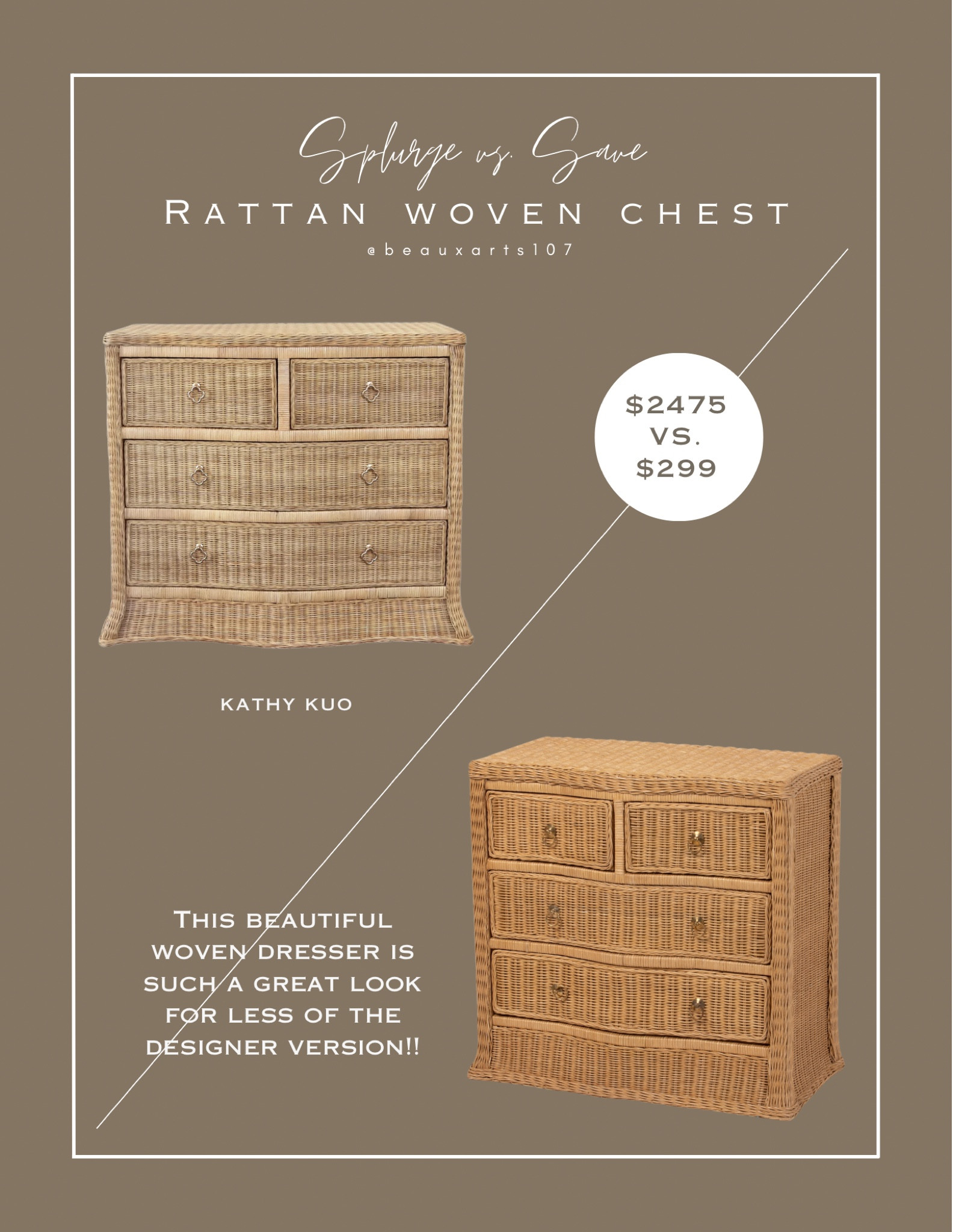 Save on this beautiful rattan woven dresser chest that looks almost exactly like the designer version! 

#LTKHome #LTKStyleTip #LTKSaleAlert