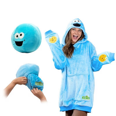 Sesame Street | Cookie Monster Adult Snugible 2-in-1 Blanket Hoodie & Pillow | Target