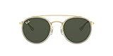 Ray-Ban RB3647N Double Bridge Round Sunglasses, Gold/Green, 51 mm | Amazon (US)