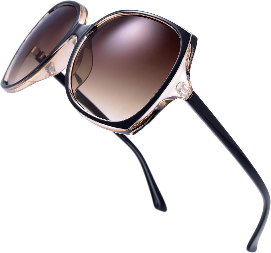 The Fresh Women's Oversized Square Jackie O Cat Eye Hybrid Butterfly Fashion Sunglasses - Exquisi... | Amazon (US)