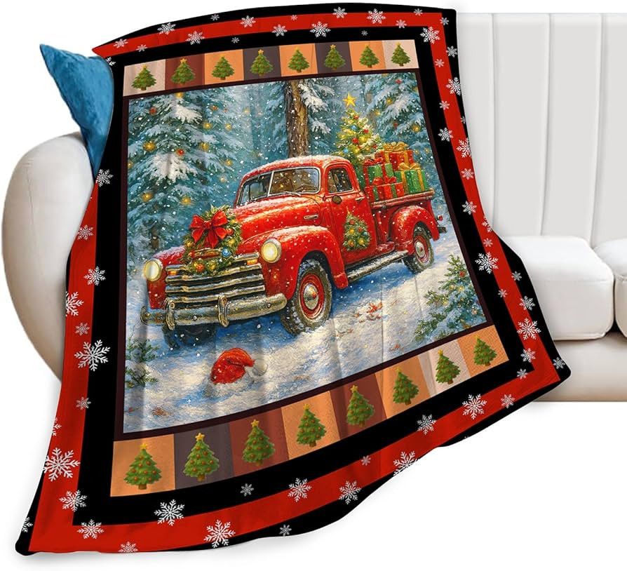 Taimeng Christmas Red Truck Throw Blanket, Red Trucks Blanket Gifts for Girls Boys Women, Christm... | Amazon (US)