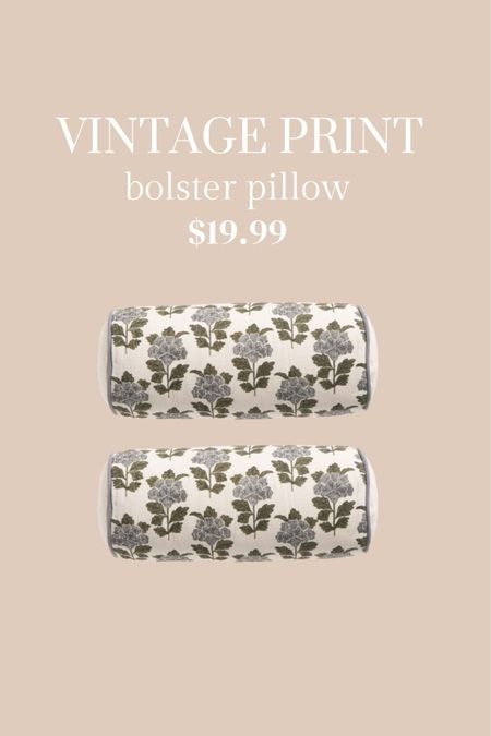 Obsessed with these vintage hydrangea print bolster pillows. Would be so cute on outdoor furniture! #pillow #vintage #outdoor 

#LTKHome #LTKStyleTip #LTKFindsUnder50