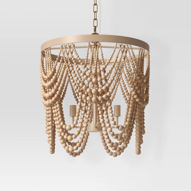Large Chandelier Wooden Beads Swag Natural Tone - Opalhouse™ | Target