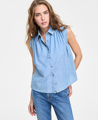 Women's Gracen Cotton Button-Front Blouse | Macy's