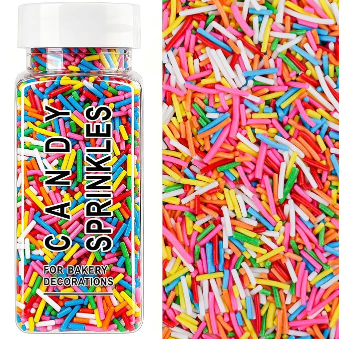 Rainbow Jimmies Sprinkles, Edible Rainbow Sprinkles for Cake Decorating | Perfect for Cupcake Top... | Amazon (US)