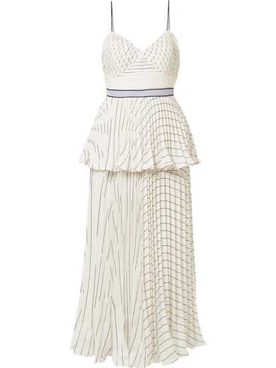 Self-Portrait - Tiered Striped Crepe Midi Dress - White | NET-A-PORTER (UK & EU)