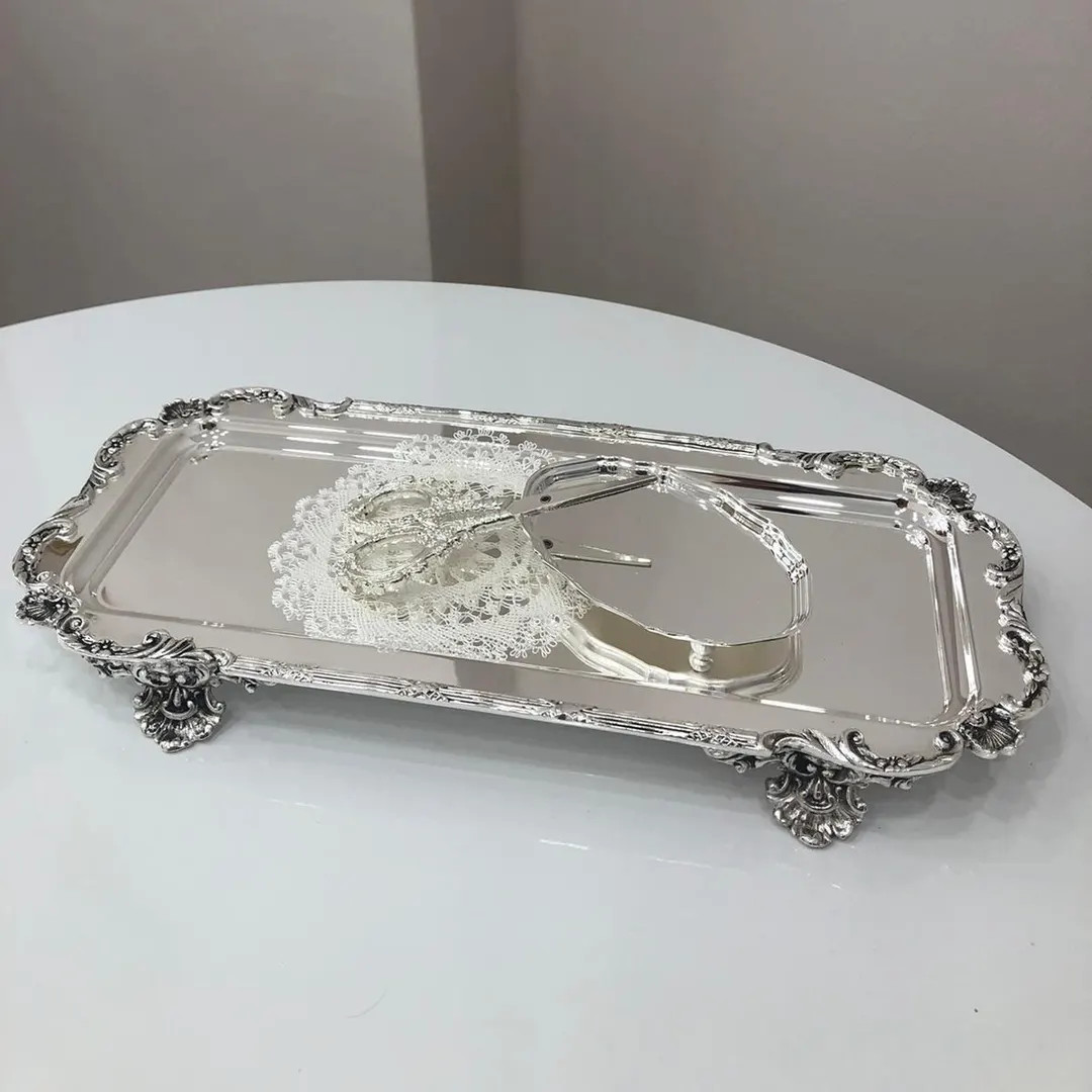 Luxury 999K Silver Engagement Serving Tray | Ornate Footed Design | Ideal Gift and Decorative Pie... | Etsy (US)