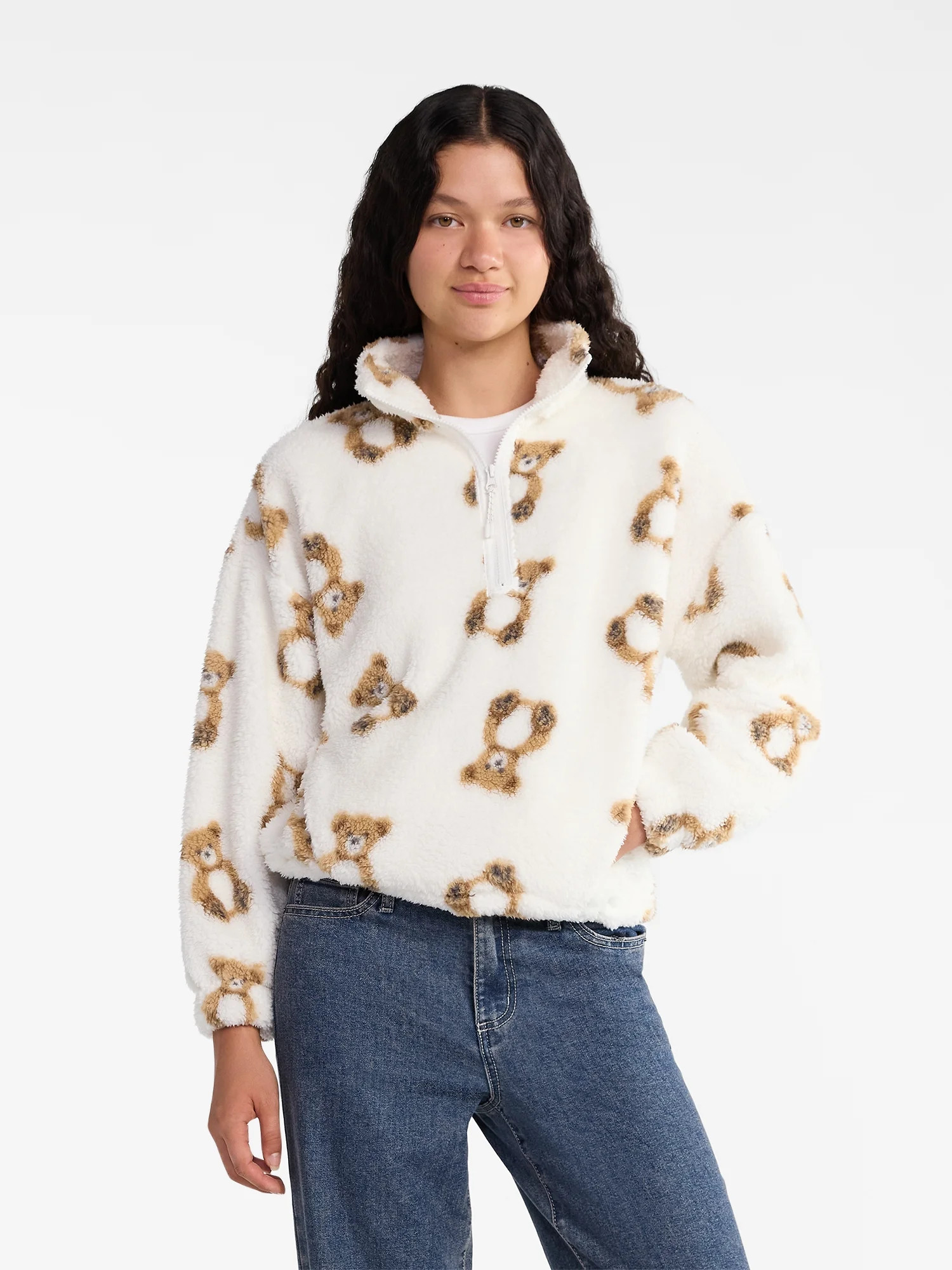 No Boundaries Plush Half-Zip Pullover, Women's | Walmart (US)