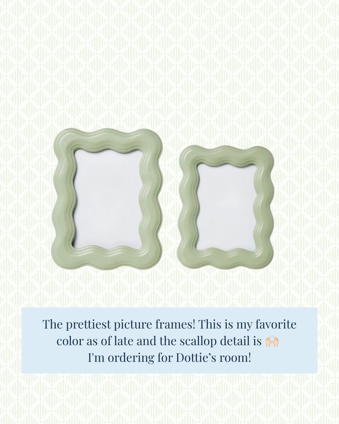 These frames 👏👏👏 they are perfect for decorating around the house or your bedroom! 

Picture frame, Scalloped Frames, Green Frame

#LTKmomlife #LTKHome