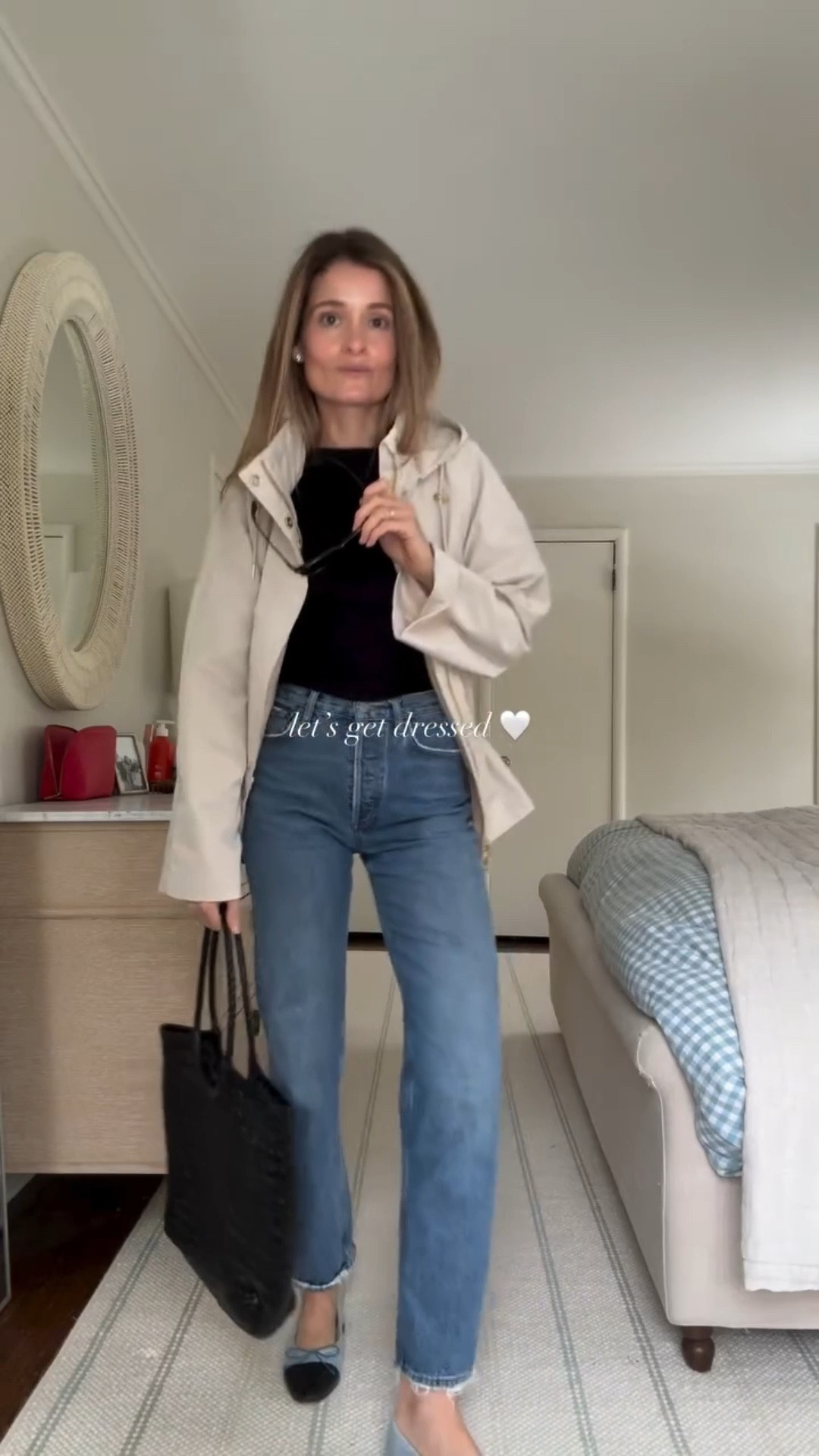 happy wednesday ☕️

✨ loving this super simple but polished look today. Wore this to a few meetings and felt super confident. @donni boat neck is such a beautiful piece. So soft and the unexpected neck line is a welcome change from most crew necks I own • My forever favorite AGOLDE 90’s high rise • A. Soliani flats in denim/black are a surprising touch that makes people look twice • beautiful jewelry from Dorsey and Jenny Bird • the piece I’m loving most right now is this Jeanie jacket from @Varley … it’s the perfect spring statement. A gorgeous oat milk color, so practical for the windy/rainy weather, so chic. Just a wonderful new addition to my wardrobe all around. I’ll be wearing all around town, to coffee, to weekend sports and everything in between. 

Sizing: Top: small (true size) • jacket: wearing an XS ( one down from most clothes I wear but how I like my jackets) • jeans: 25 (my true size) 

#ootd #outfitinspo #springoutfitidea #springstyle #classicstyle

#LTKspringtrends #LTKSeasonal #LTKootd