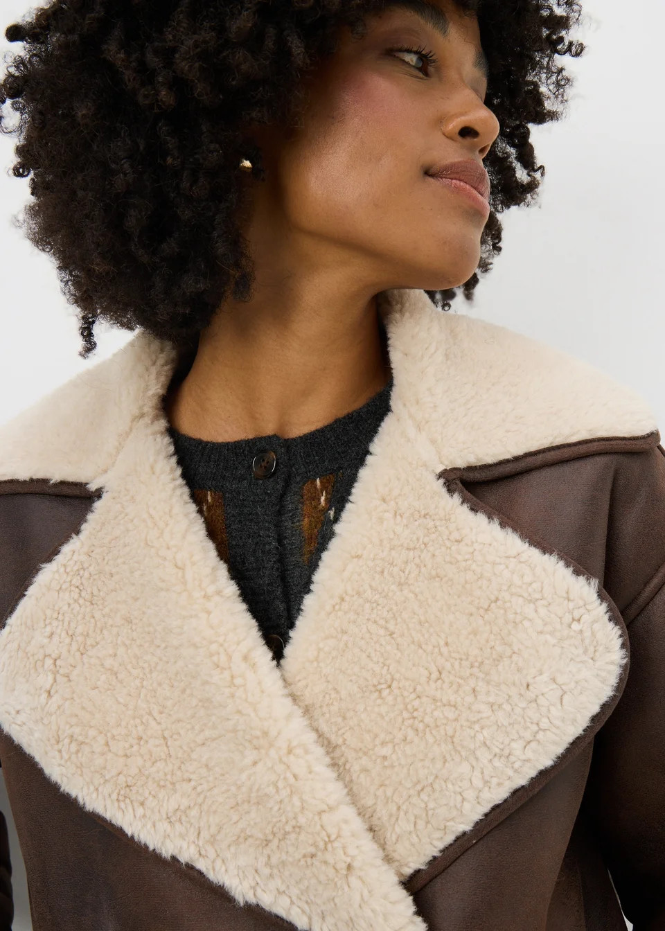 Brown Contrast Aviator Jacket | Matalan (UK)