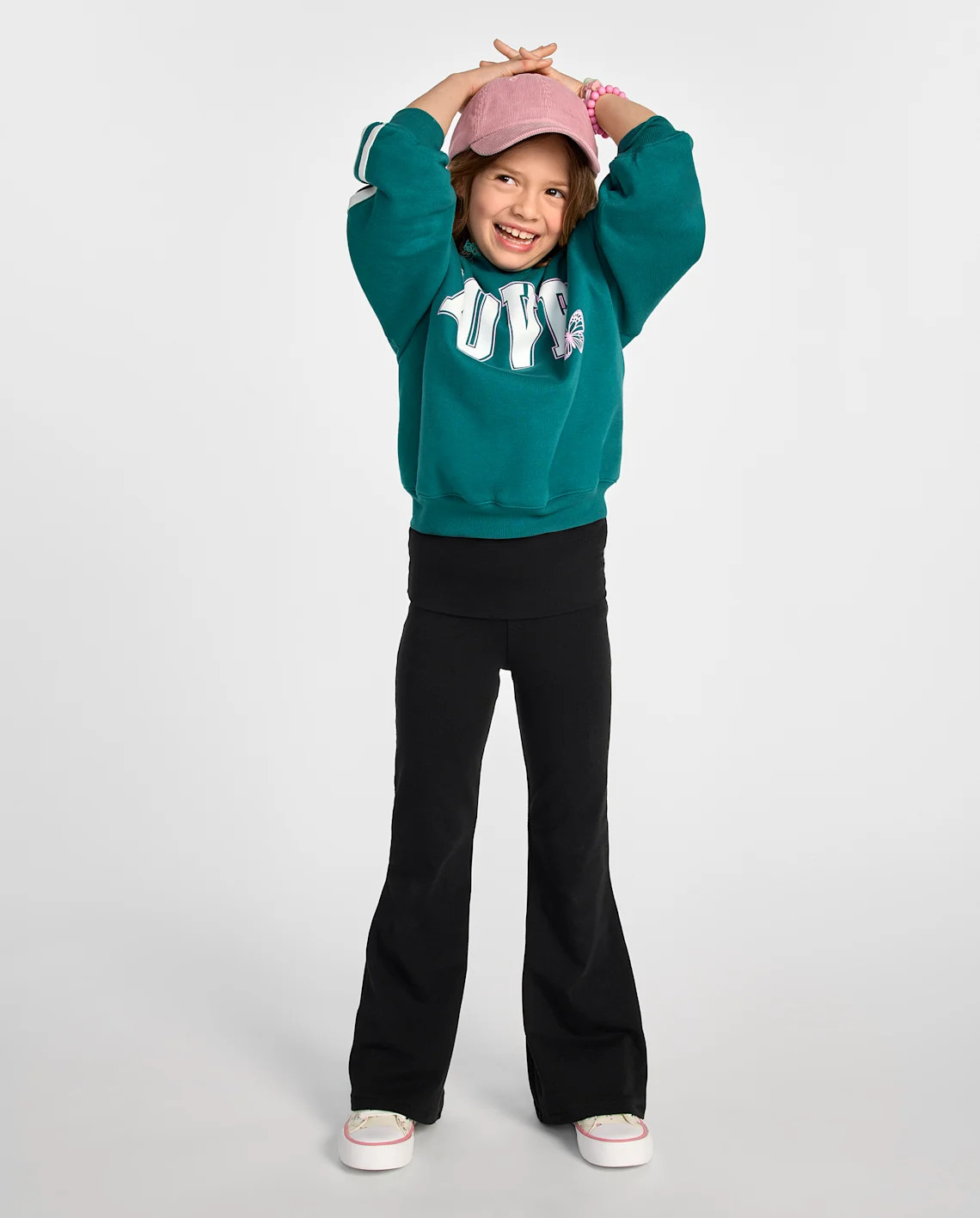 Girls Foldover Flare Leggings - black | The Children's Place