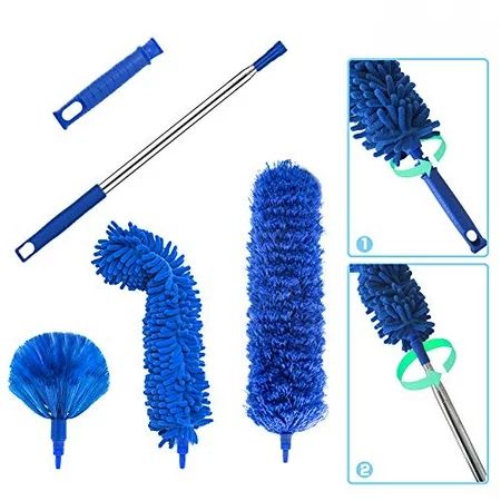 Microfiber Duster, Feather Duster Cleaning Kit with 100 Inch Telescoping Extension Pole, Reusable Be | Walmart (US)
