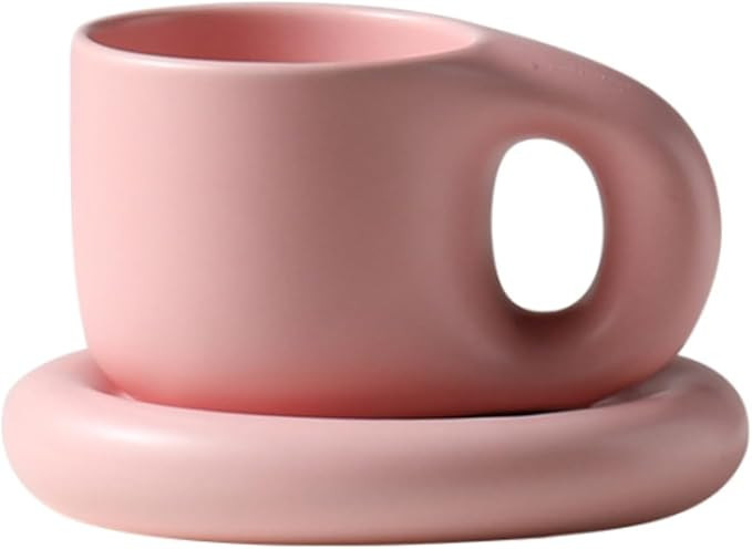10oz Nordic Ceramic Coffee and Tea Mug – Cute Cup and Saucer Perfect for Coffee Lovers Gifts an... | Amazon (US)