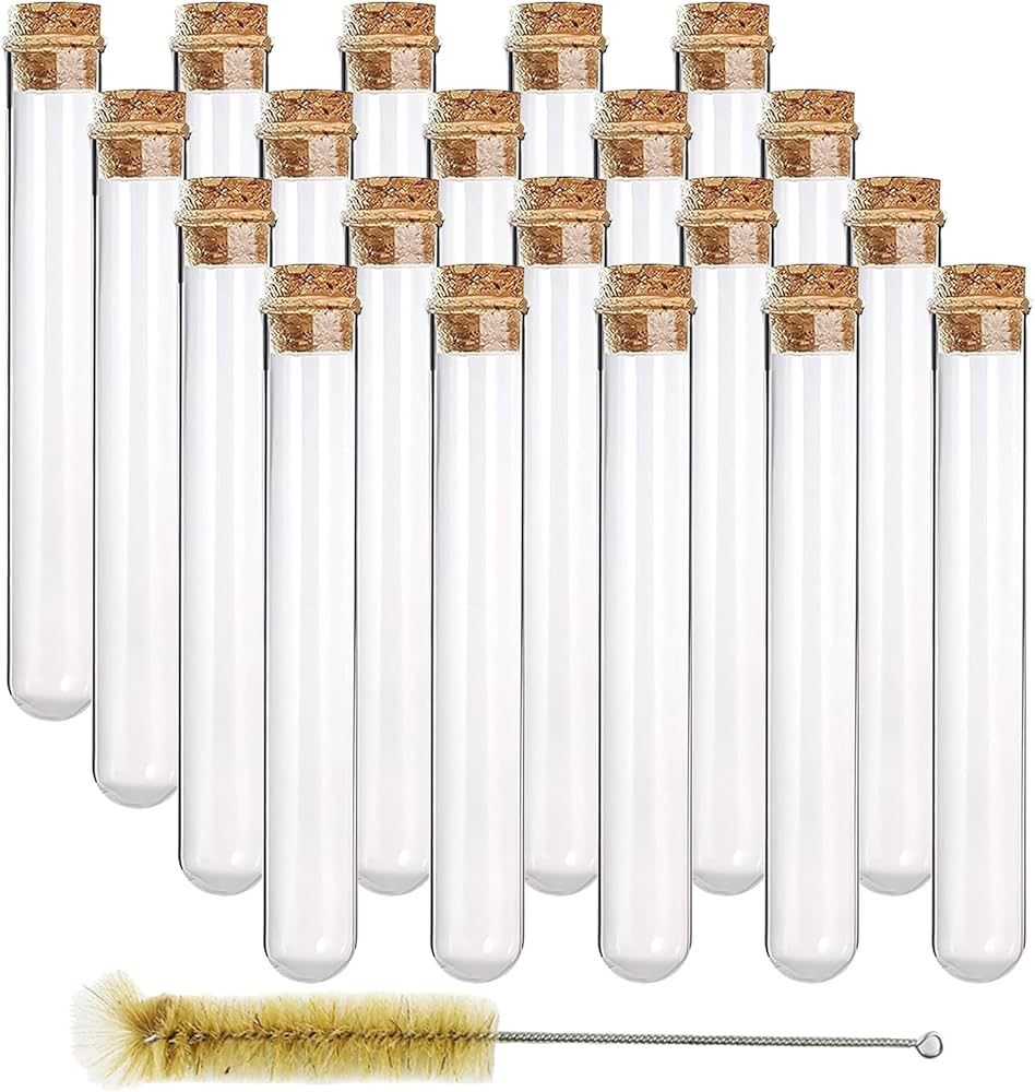 DEPEPE 20pcs 35ml Glass Test Tubes 20 x 150mm with Cork Stoppers and Brush for Bath Salt, Candy S... | Amazon (US)