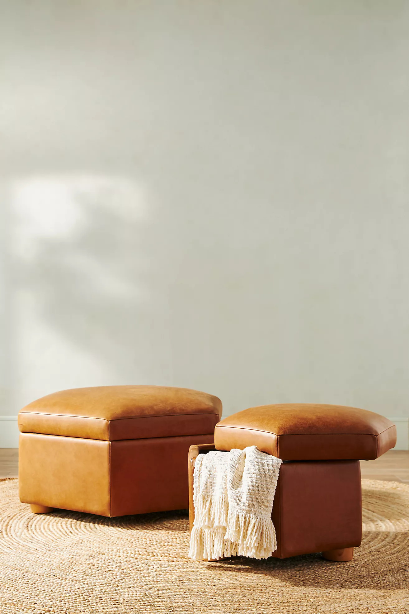 Jade Leather Storage Ottoman | Anthropologie (US)