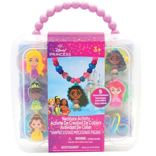 Disney Princess Necklace Activity Case – Jewelry Making Kit with Beads, Charms & Strings – Create Custom Princess Necklaces – Craft Gift for Girls Ages 3+ – Portable Storage Case Included | Amazon (US)
