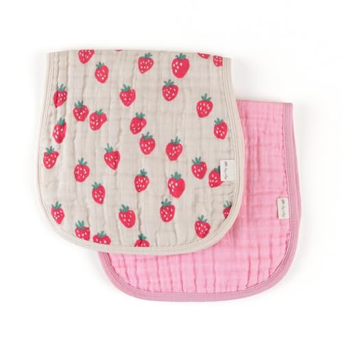 Itzy Ritzy Set of 2 Baby Burp Cloths – Ultra-Soft Absorbent Burping Cloths for Babies - Made of 100% Cotton Muslin and Generously Sized with Trendy Coordinating Prints – Machine Washable (Strawberry) | Amazon (US)