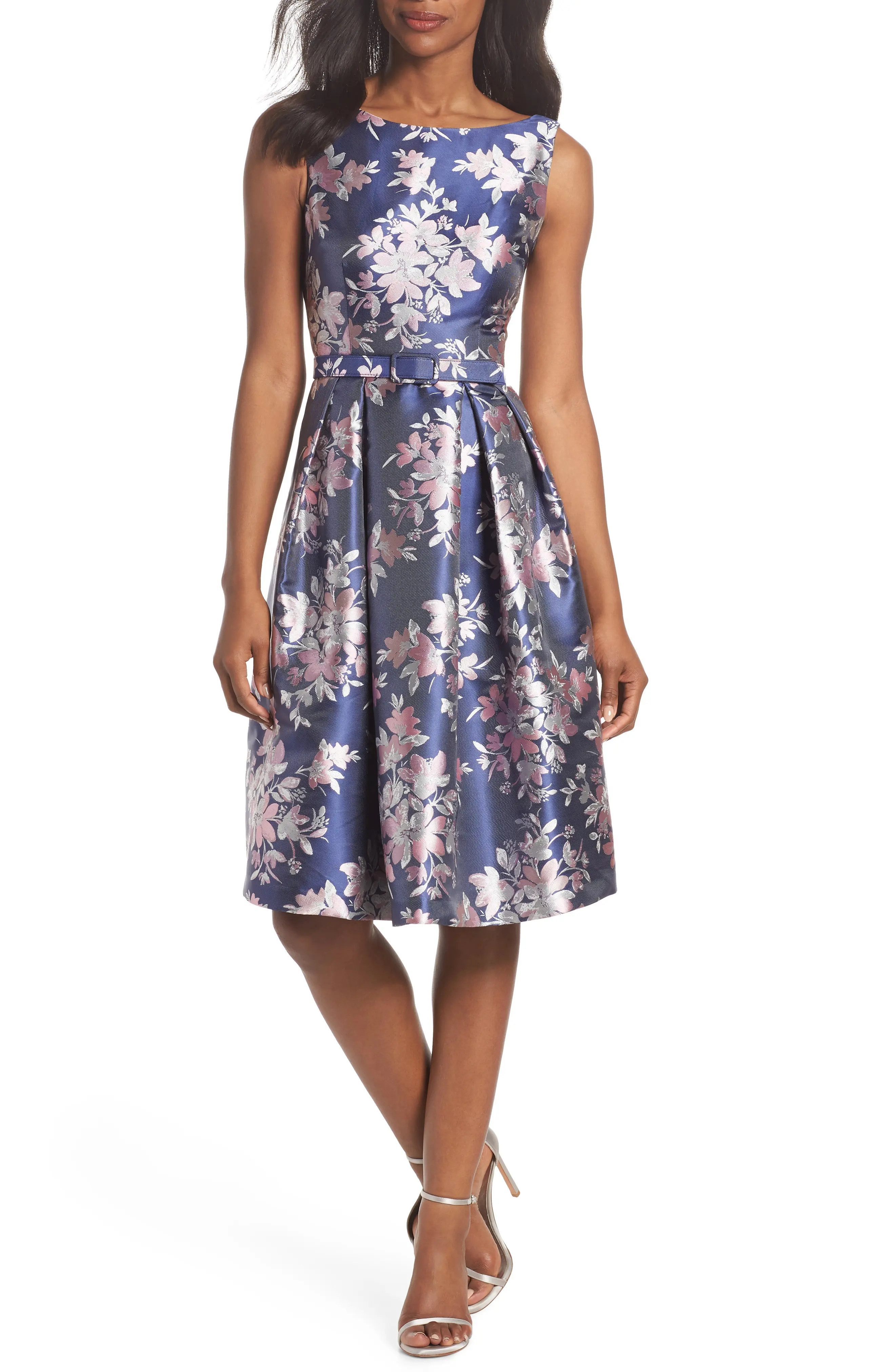 Eliza J Floral Jacquard Fit & Flare Dress | Nordstrom