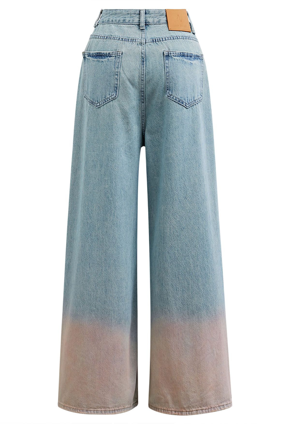 Tie-Dye Hemline Straight-Leg Jeans | Chicwish