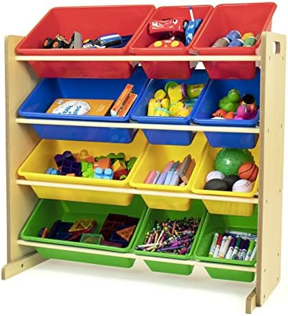 Humble Crew, Natural/Primary Kids' Toy Storage Organizer with 12 Plastic Bins | Amazon (US)