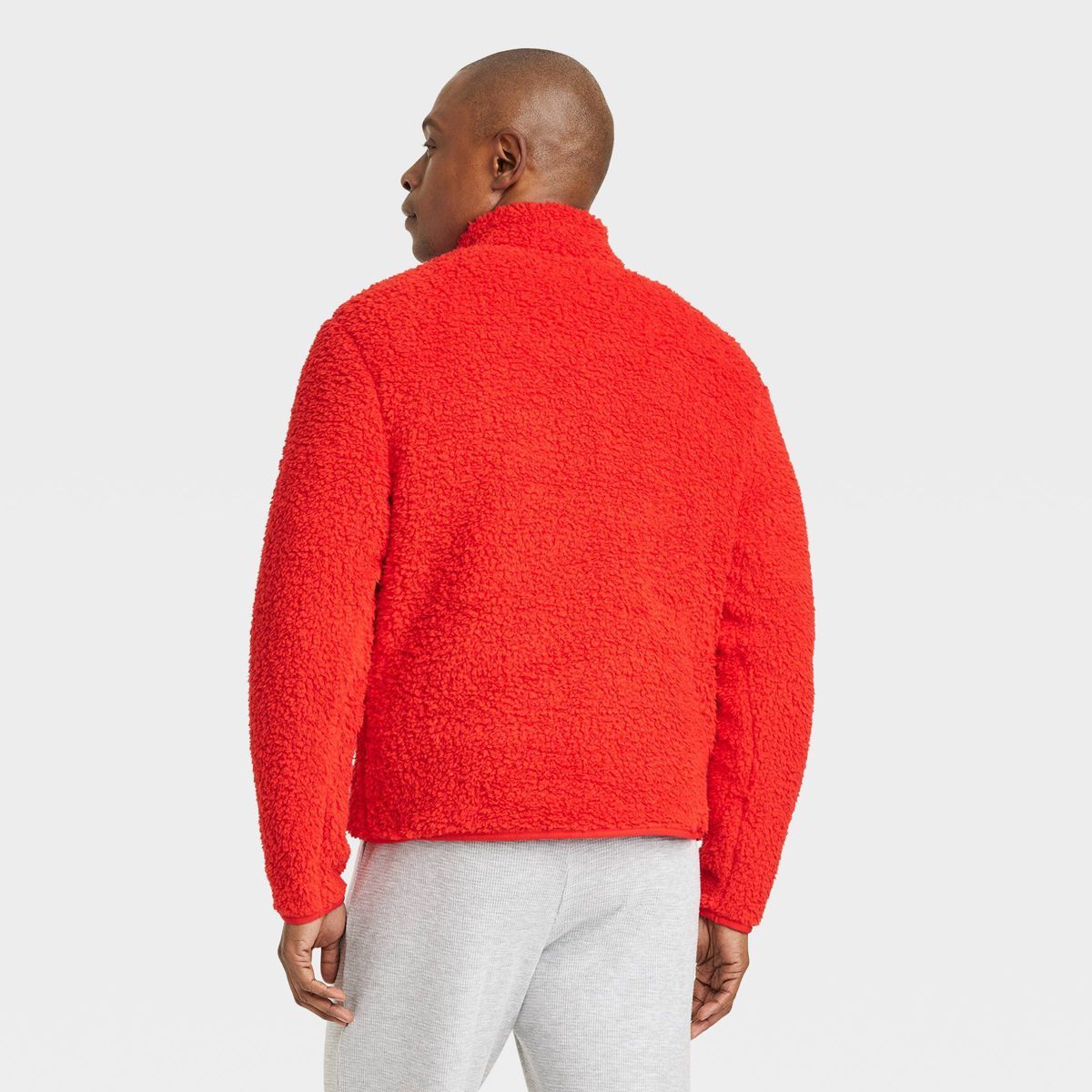 Men's Faux Shearling Matching Family Half Zip Pullover - Wondershop™ Red | Target