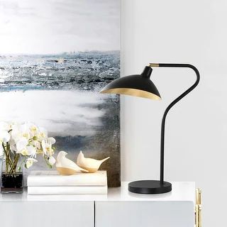 SAFAVIEH Lighting 30-inch Giselle Adjustable Black/ Gold Task Table Lamp - 20"x10.16"x23-30" | Bed Bath & Beyond