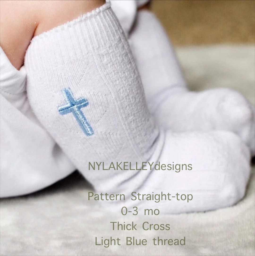 1 pair Monogrammed Cable-Knit Knee High Baby Socks: Custom Embroidered Cross Baptism Gift White O... | Etsy (US)