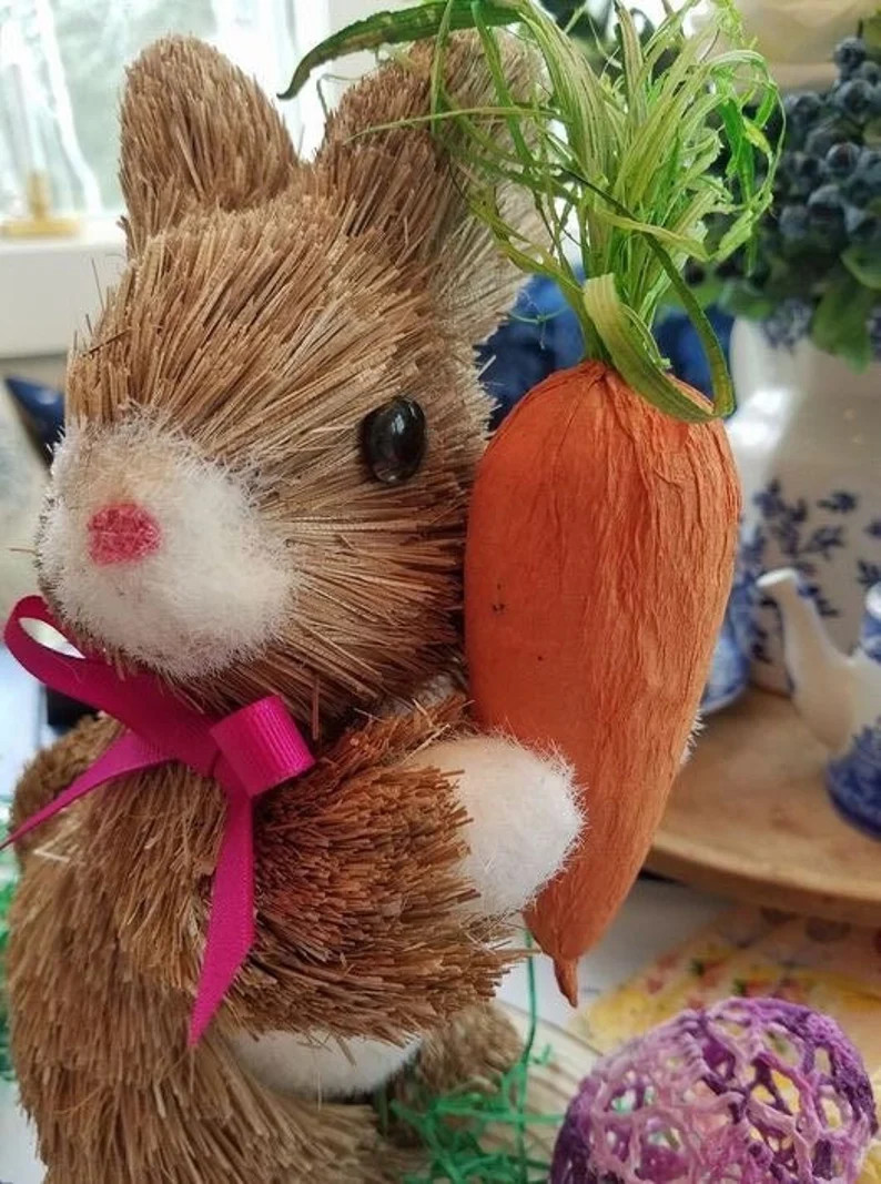 Handmade Sisal Easter Bunny With Carrot and Crocheted Egg on | Etsy | Etsy (US)