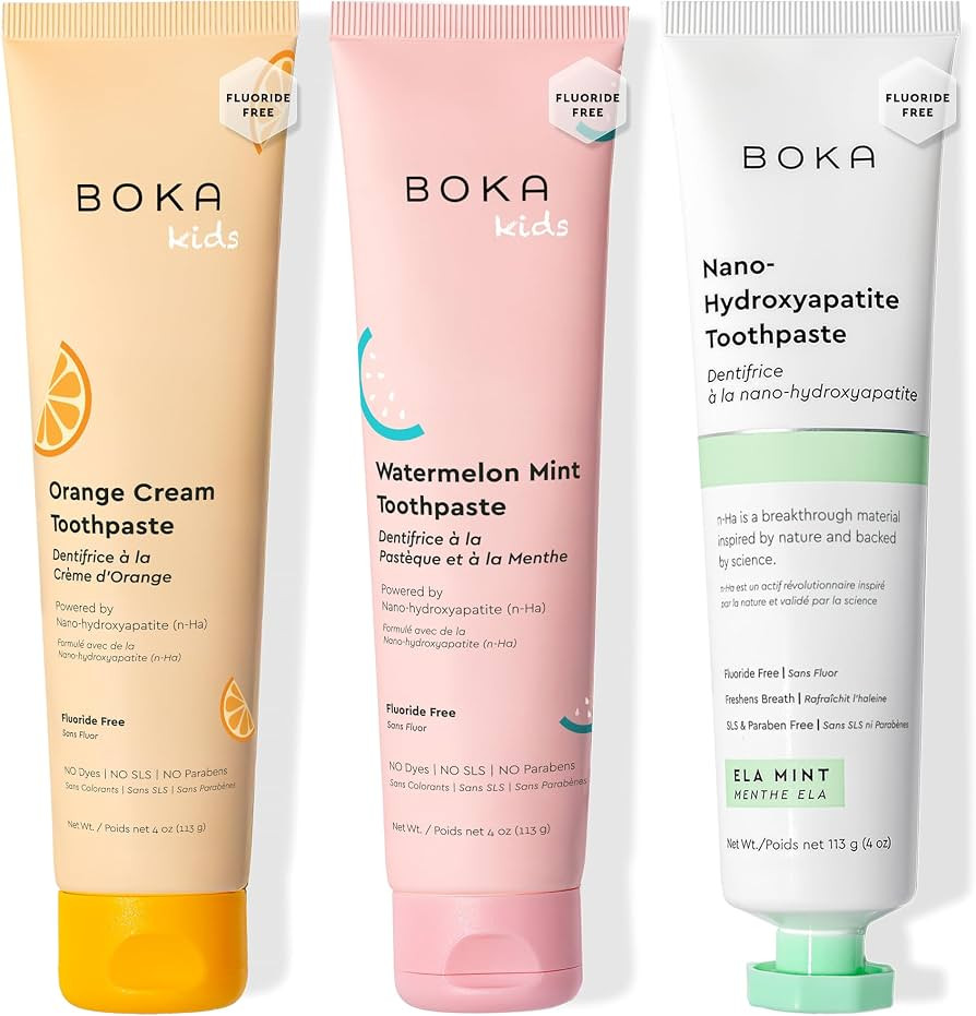 Boka Fluoride Free Toothpaste Nano Hydroxyapatite Toothpaste - Ela Mint, Orange Cream, Watermelon... | Amazon (US)