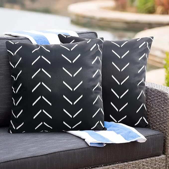 Adabana Pack of 2 Outdoor Waterproof Throw Pillow Covers Decorative Boho Pillow Cover for Patio G... | Amazon (US)