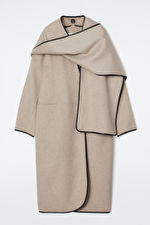 LEATHER-TRIMMED WOOL SCARF COAT | COS (US)