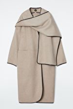 LEATHER-TRIMMED WOOL SCARF COAT - BEIGE - Coats and Jackets - COS | COS (US)