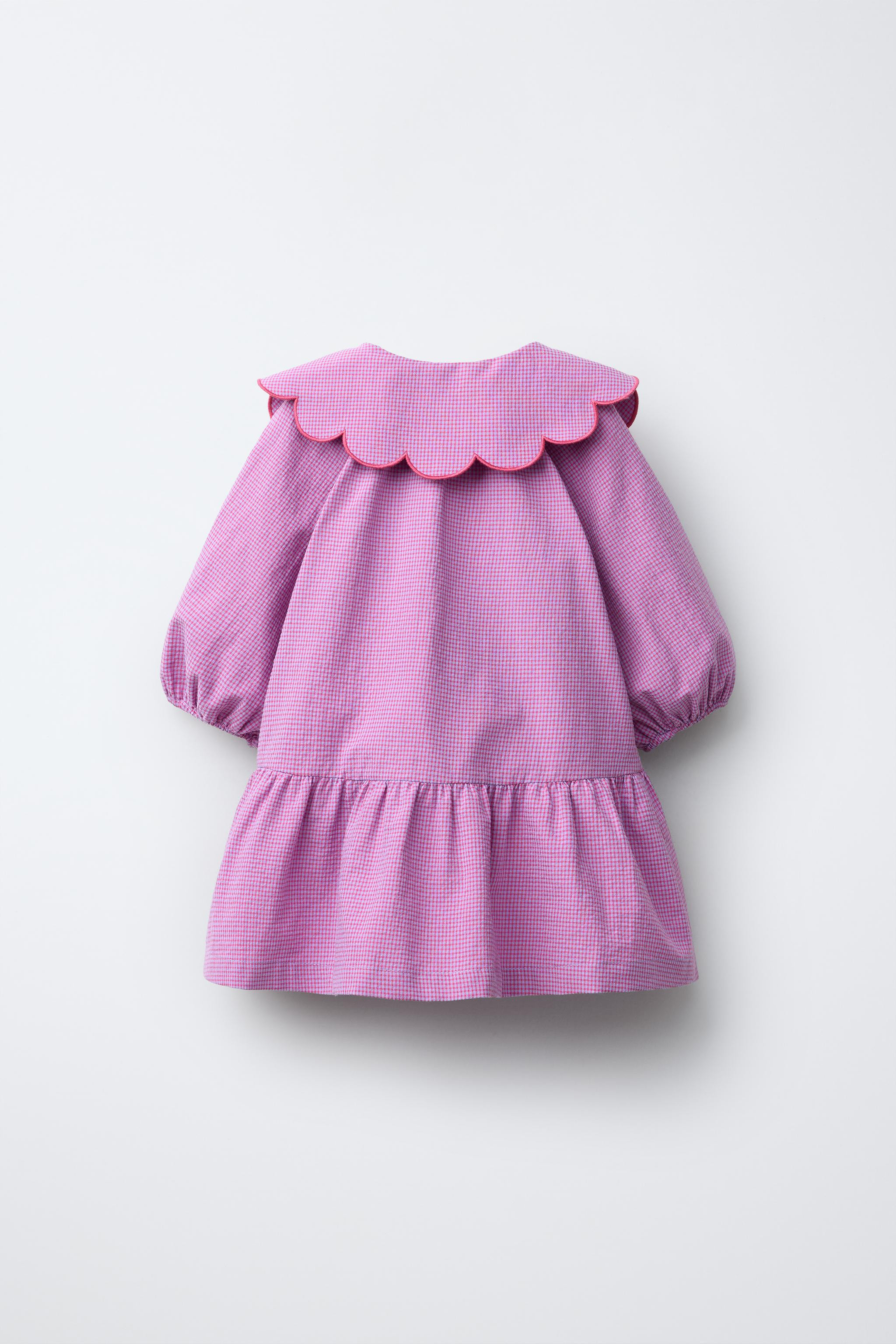 GINGHAM DRESS WITH FLORAL COLLAR | Zara US