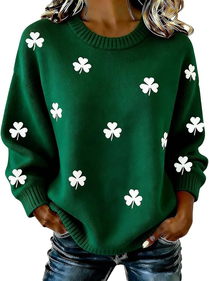 Womens St. Patricks Day Sweaters 3D Print Shamrock irish Celtic Knot Pattern Pullover Sweatshirt | Amazon (US)