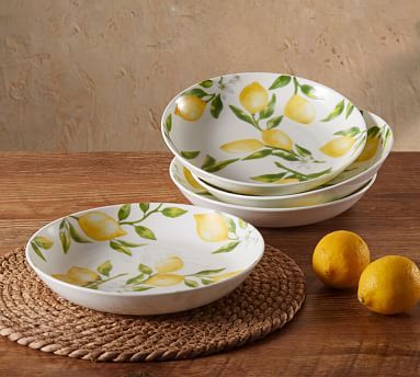 Lemons Bone China Pasta Bowls - Set of 4 | Pottery Barn (US)
