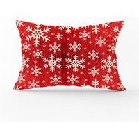 Christmas Snowflake Lumbar Pillow Cover, Nordic Hygge Accent Pillow, Red Christmas, Christmas Decora | Etsy (US)