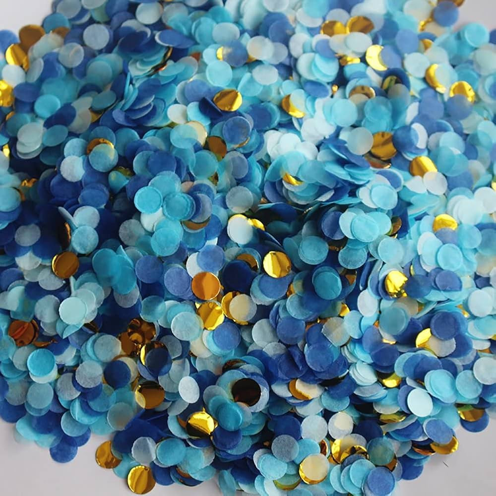 Amazon.com: Small Circle Confetti for Party Decor 10mm - Pack of 20 Grams - Blue Gold : Home & Kitchen | Amazon (US)