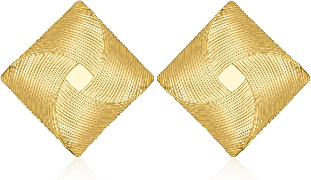 MOROTOLE Chunky Gold Earrings, Large Gold Statement Stud Earrings for Women Trendy 18K Real Gold ... | Amazon (US)