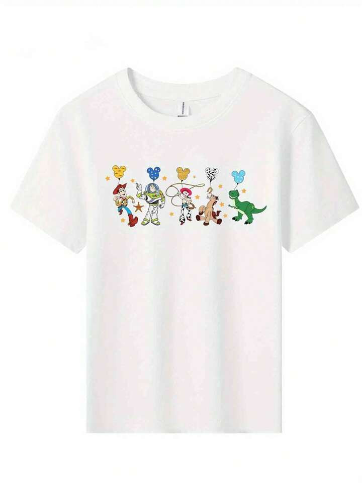 Disney (Double Sided Printing)Toy Story Cartoon Pattern T-Shirt - Comfortable And Casual Short Sl... | SHEIN
