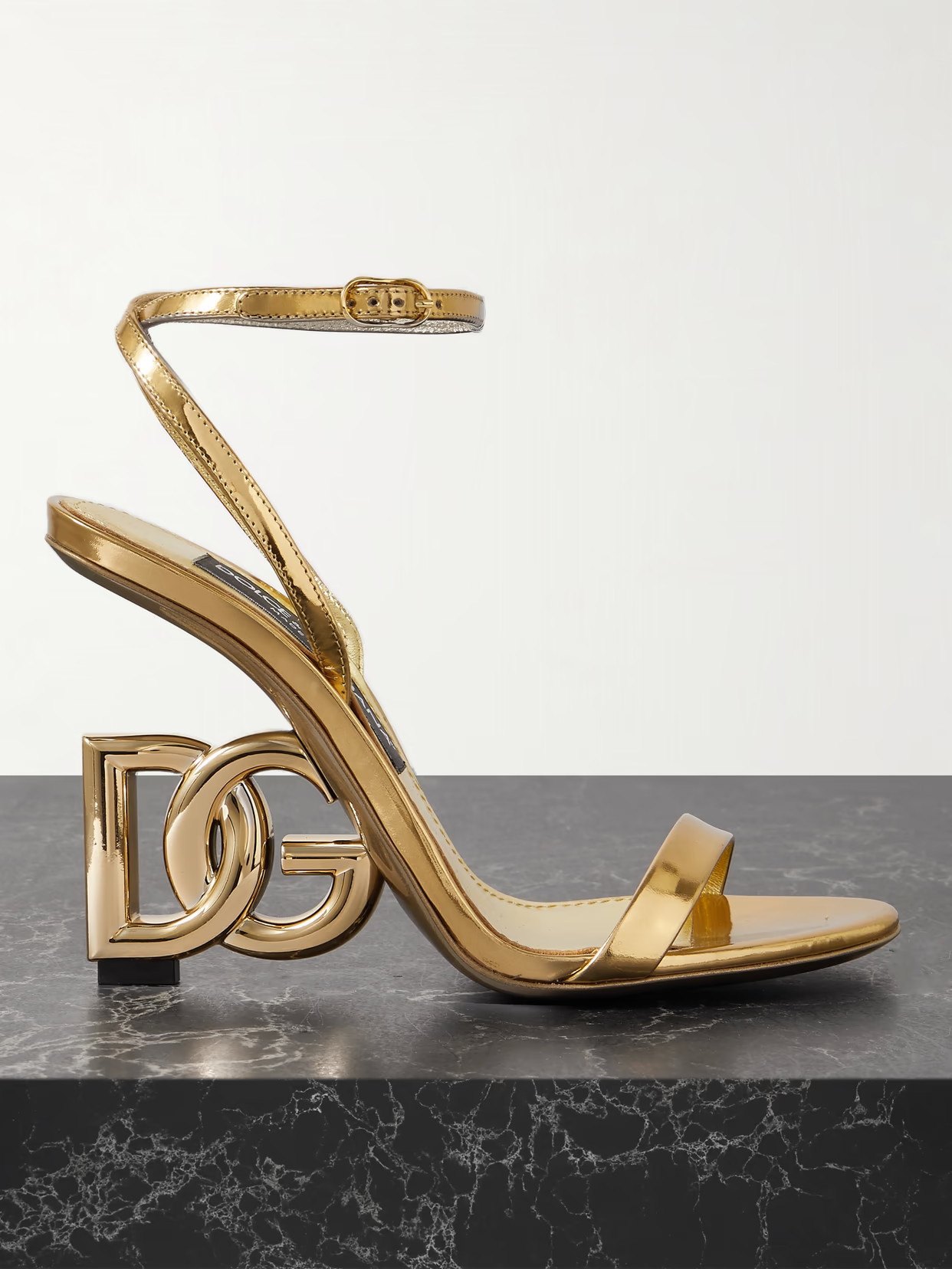 Dolce & Gabbana - Formale Embellished Metallic Leather Sandals - Gold | NET-A-PORTER (US)