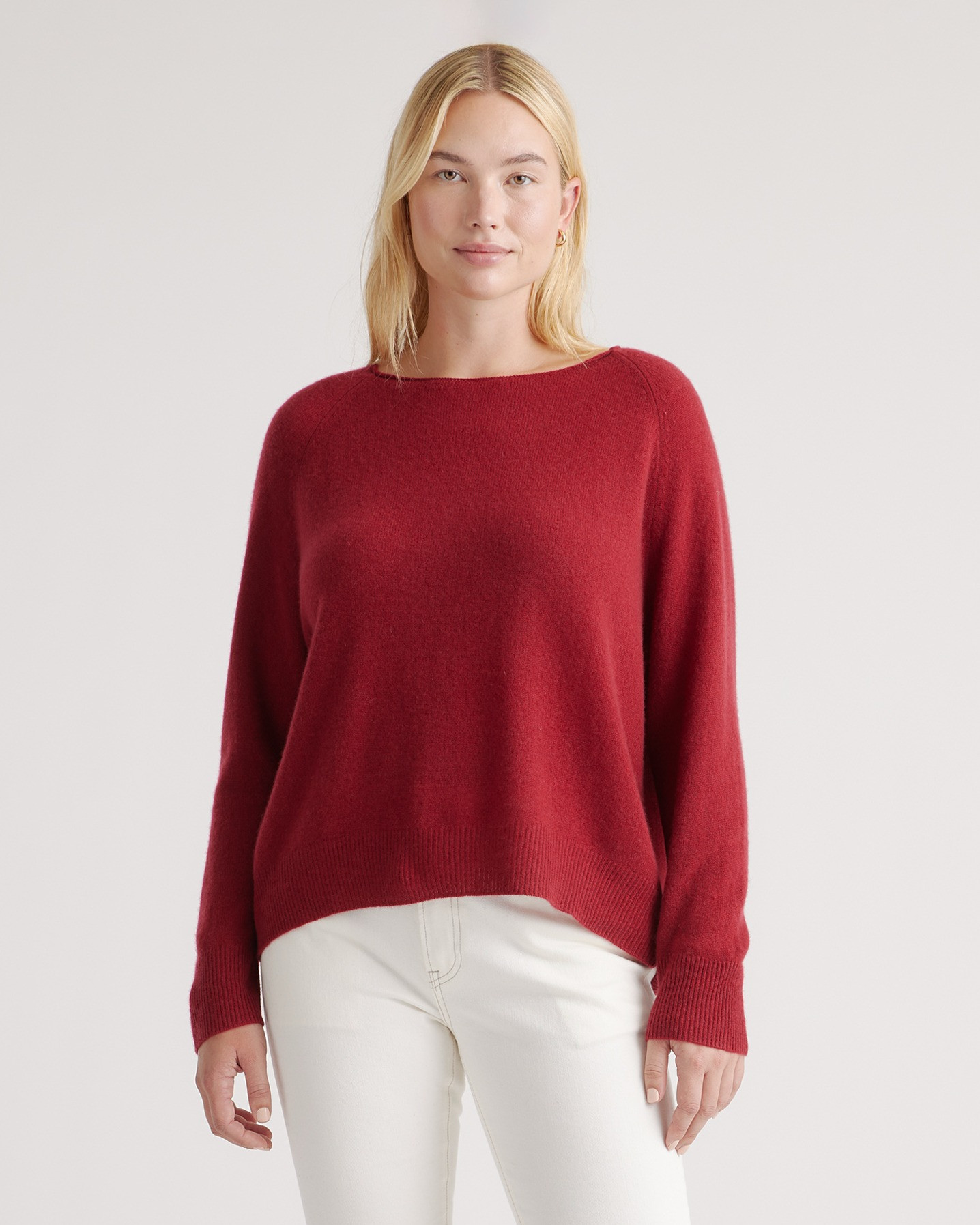 Quince | Women's Mongolian Cashmere Boatneck Sweater in Crimson, Size Small | Quince