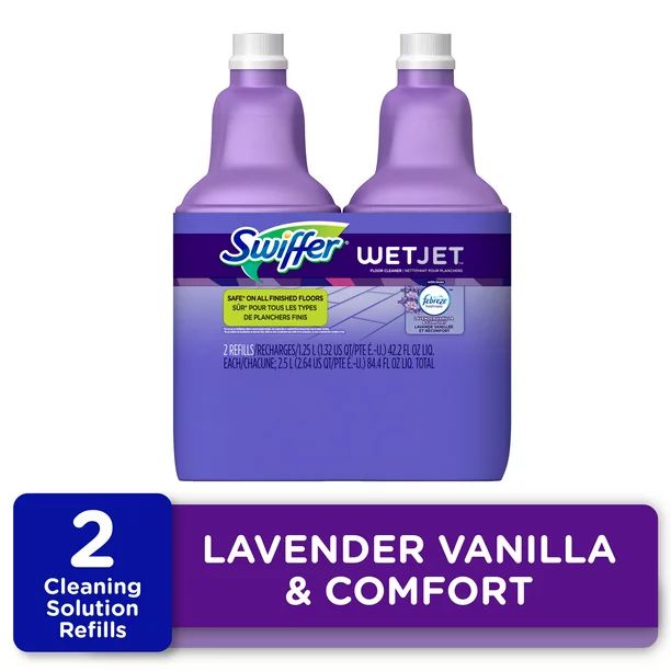 Swiffer WetJet Liquid Floor Cleaner, Lavender Vanilla & Comfort, 1.25 Liter (2 Pack) | Walmart (US)