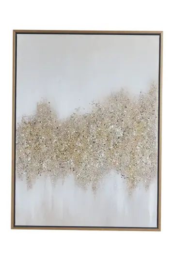 Rectangular Gold And Grey Abstract Textured Canvas Wall Art With Gold Wood Frame - 30" X 40" | Nordstrom Rack