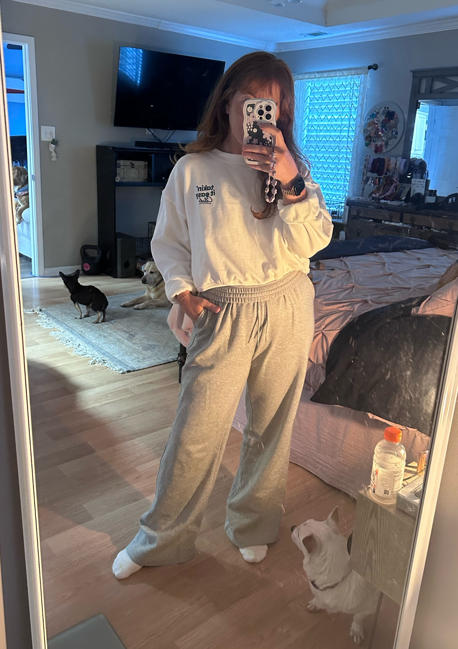 These comfy sweats and crew neck are perfect to lounge or be relaxed while out and about. Right now they’re 31% off. 
I’m wearing a medium in both 
I’m 5’2” and these are long

#LTKMidsize #LTKBacktoSchool #LTKSaleAlert