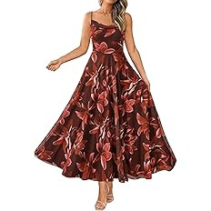 BTFBM Women Summer Floral Maxi Dresses Elegant Spaghetti Strap Dress Printed Party Dress Beach Lo... | Amazon (US)