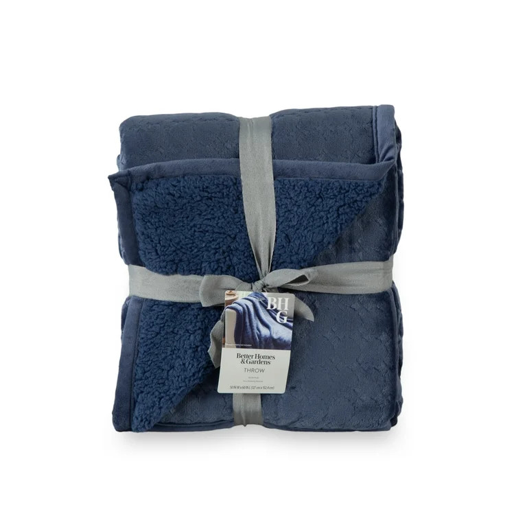 Better Homes & Gardens  Embossed VelvetLoftTM  Reverse Faux Shearling  Adult Throw, 50” x 60”... | Walmart (US)