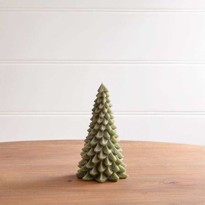 8" Green Pine Tree Candle + Reviews | Crate and Barrel | Crate & Barrel