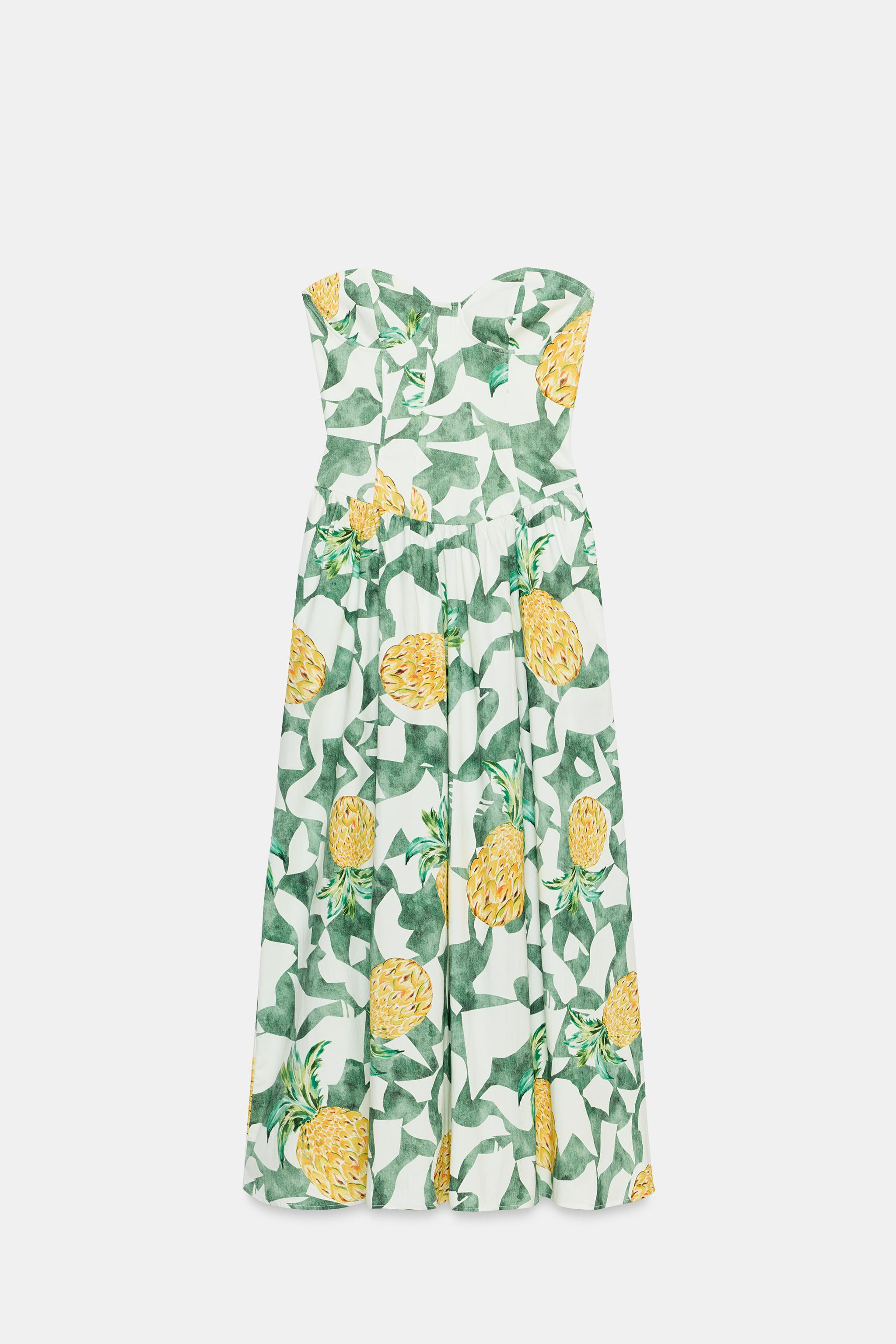 FRUIT PRINT BUSTIER POPLIN DRESS | Zara US
